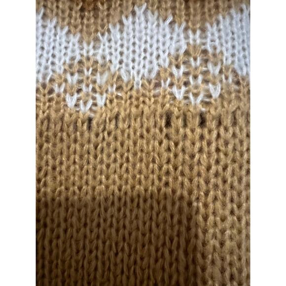 Easel Fair Isle Knit Crewneck Sweater Winter Ski Sweater Camel Women's Large - Picture 7 of 7